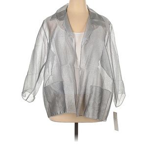 XL/1X New w/tags $428 Caroline Rose sheer silver taffeta topper